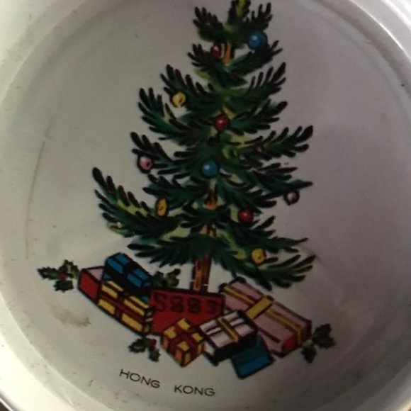 Nice Vintage Metal Christmas Serving Tray w/Matching coasters - Picture 1 of 4